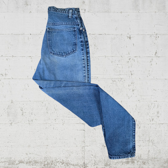 80s Vintage Medium Wash Tapered Leg Sasson High Waisted Mom Jeans Size 26 - Picture 9 of 11